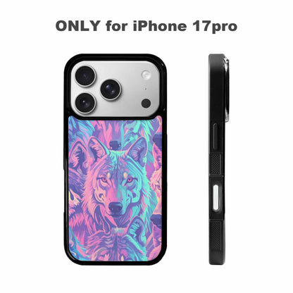 iPhone 17 Pro Case — Neon Zebra Print Wolf Animal Print, Original Design Phone Case