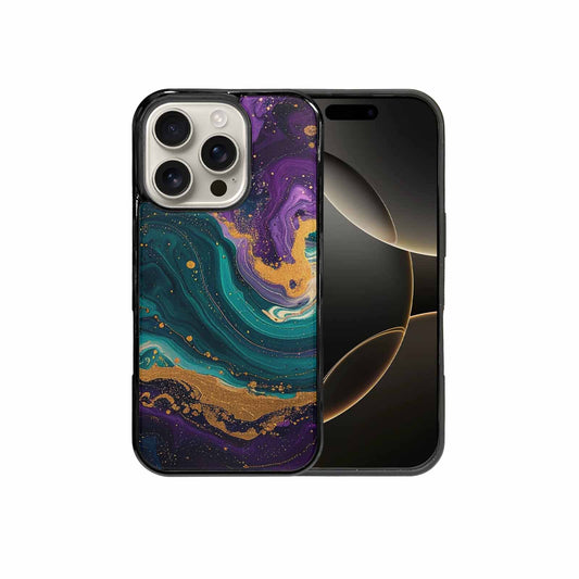 iPhone 16 Pro Case — Marbled Swirl Texture Blended With Galaxy, Customized Protective Case