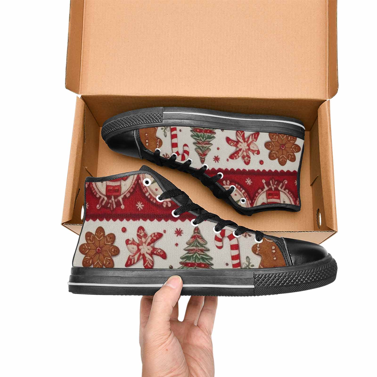 MEN'S Christmas Holly Snowflake High Top Canvas Aesthetic Sneakers
