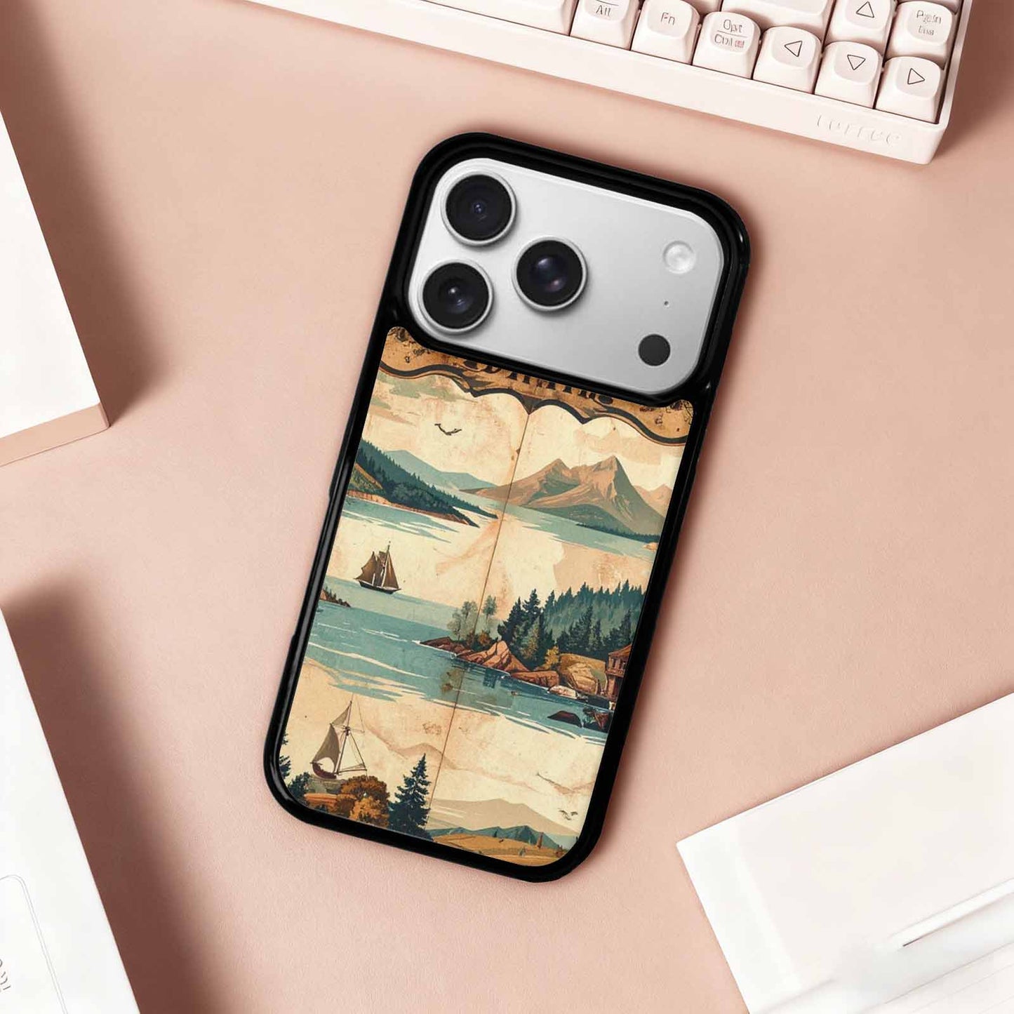 iPhone 17 Pro Case — Vintage Travel Artwork Pattern Retro Vintage, Custom Made Phone Cover