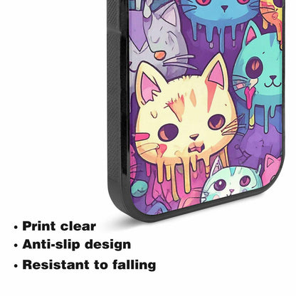 iPhone 15 Plus Case — Pastel Gore Cat Character Pattern Hundreds, Personalized Phone Case