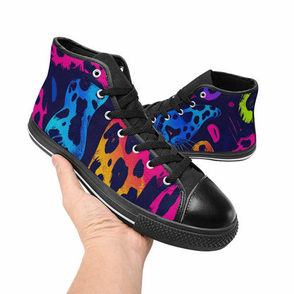 WOMEN'S Leopard Print Neon High Top Canvas Dreamcore Custom Shoes