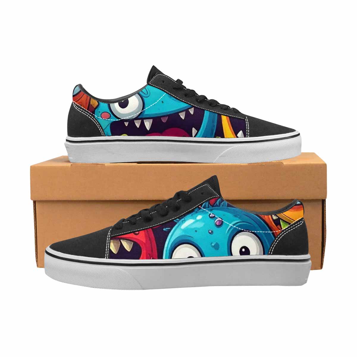 WOMEN'S Cartoon Monster Character Canvas Lace-Up Neon Fantasy Custom Shoes