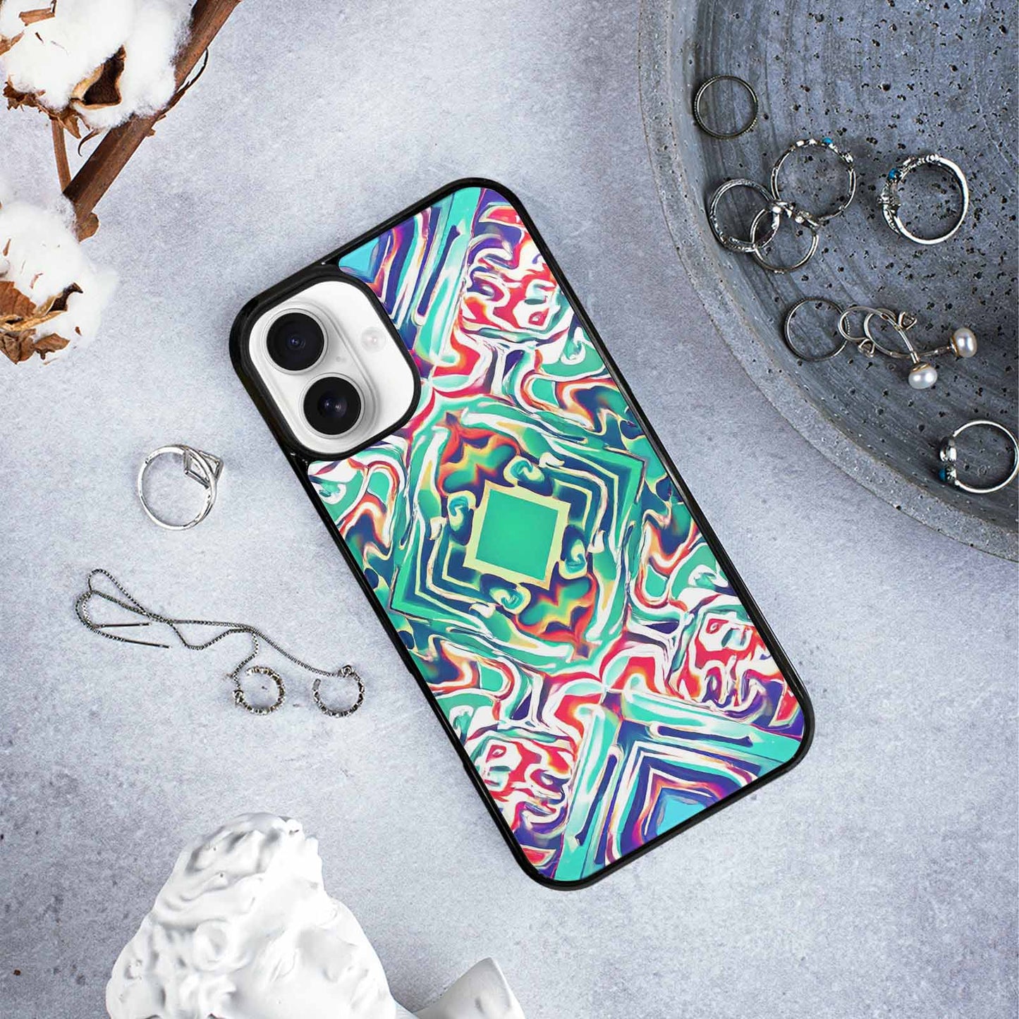 iPhone 16 Plus Case — Holographic Tribal Blaze, Customized Protective Case