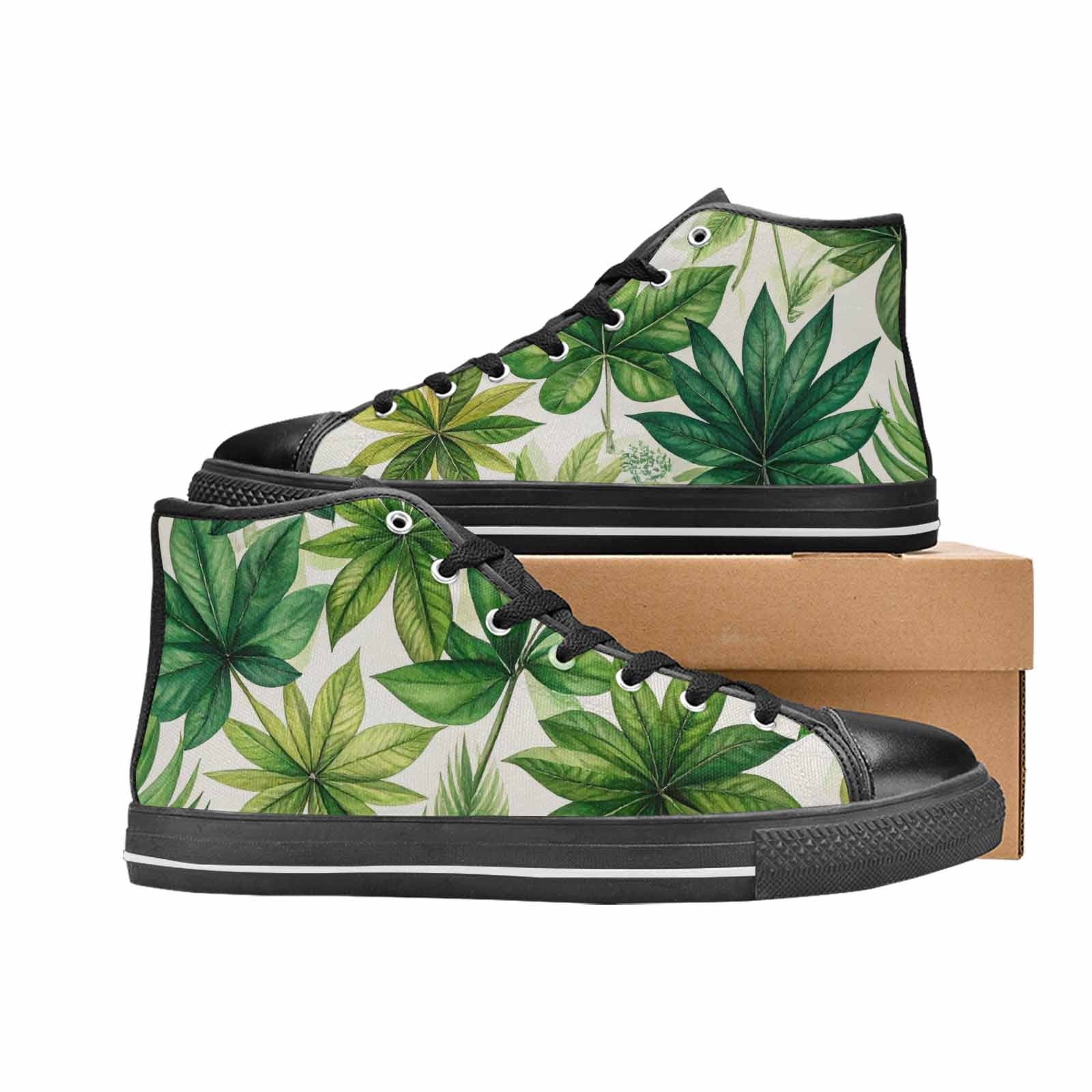 MEN'S Seven-Point Palmate Leaf High Top Canvas Vibrant Chaos Sneakers