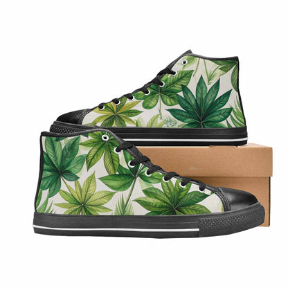 MEN'S Seven-Point Palmate Leaf High Top Canvas Vibrant Chaos Sneakers