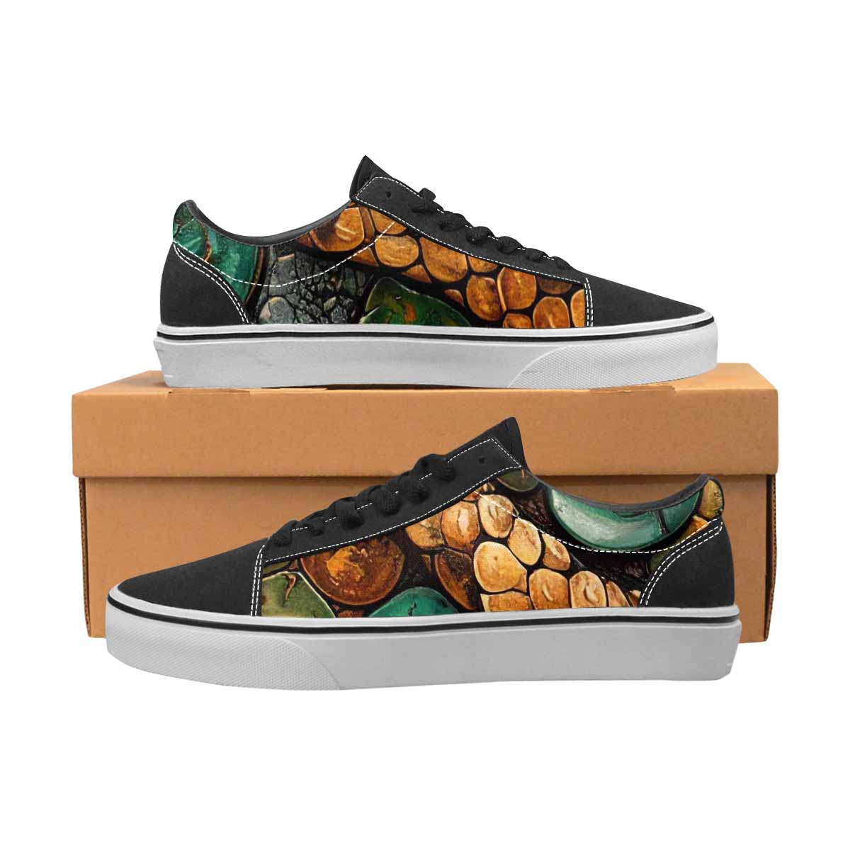 MEN'S Snake Skin Reptile Canvas Lace-Up Y2K Custom Shoes