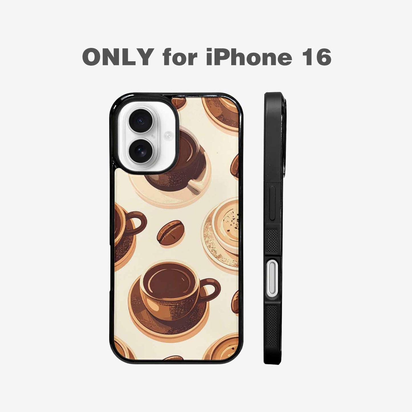 iPhone 16 Case — Coffee Cup And Bean Pattern Seamless, Custom Phone Case