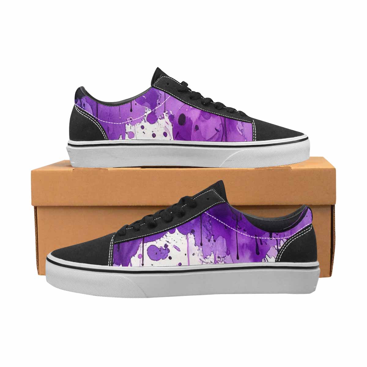 WOMEN'S Melting Moon Smiley Lace-Up Canvas Surreal Custom Shoes