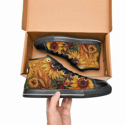 WOMEN'S Van Gogh-Style Swirl High Top Canvas Dark Academia Custom Shoes