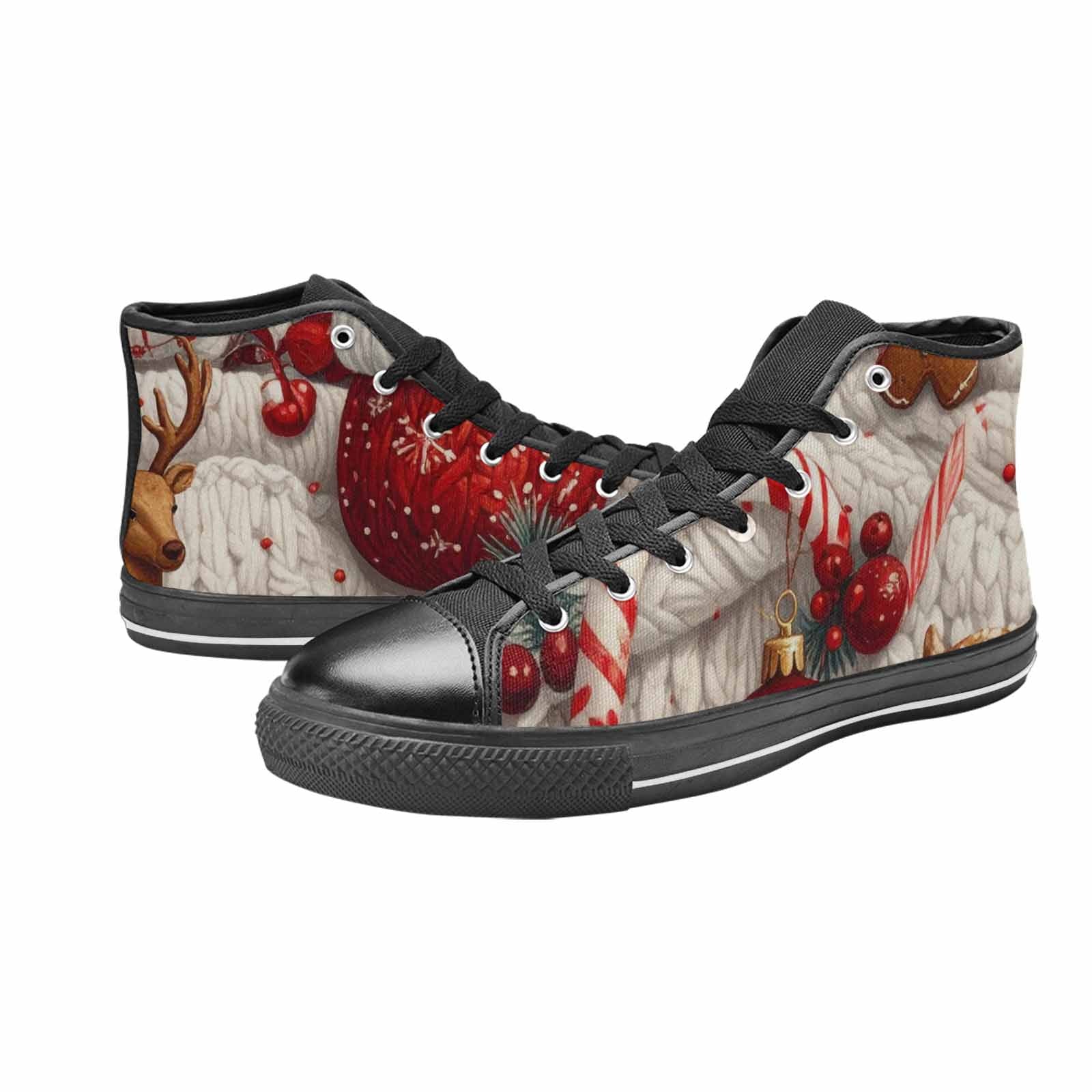 MEN'S Christmas Holly Snowflake High Top Canvas Dreamcore Custom Sneakers