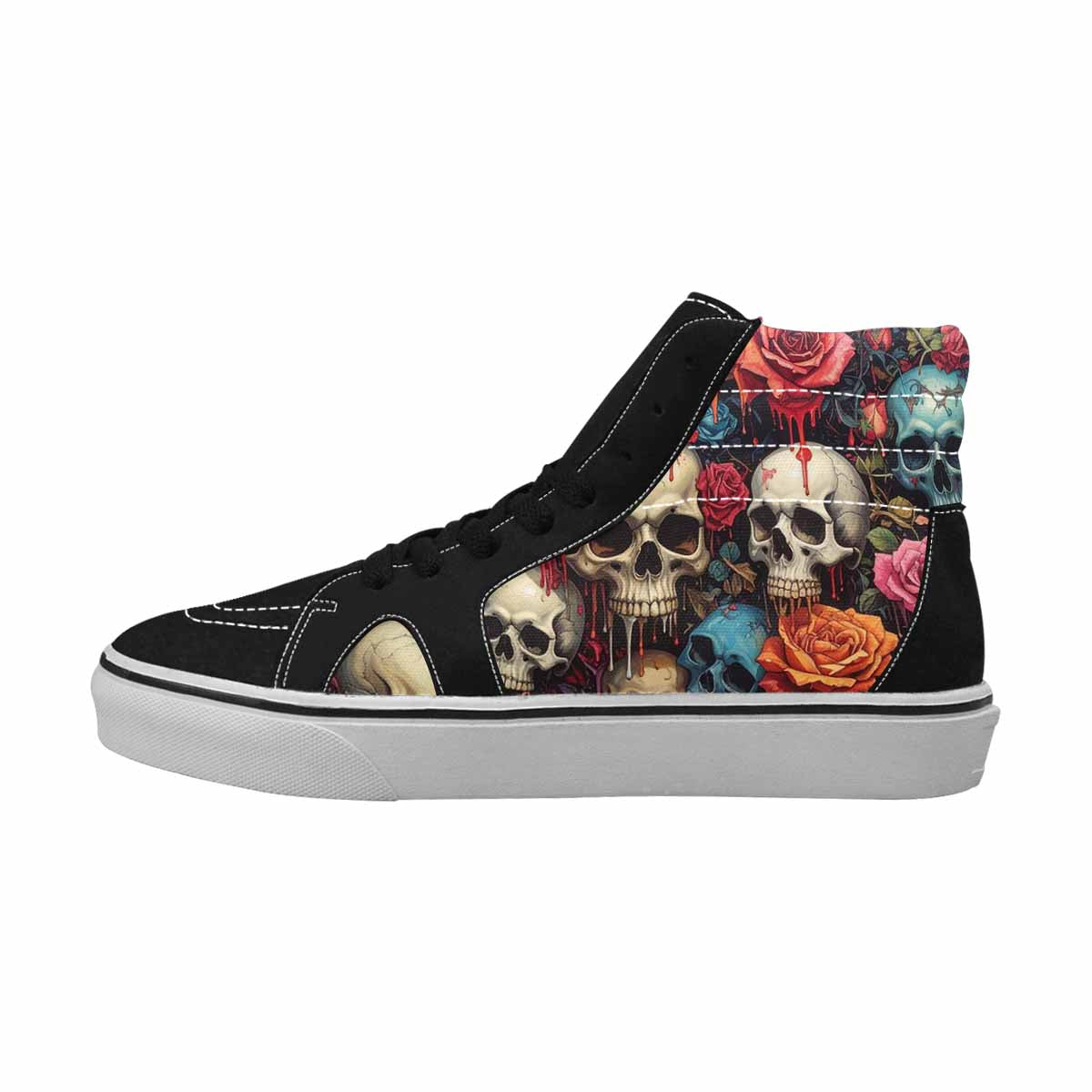 MEN'S Skulls Roses Melting Skulls High Top Canvas Aesthetic Custom Shoes