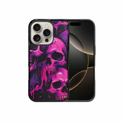 iPhone 16 Pro Case — Pink Purple Skeletons Neon Drip Melting, Unique Phone Case Design