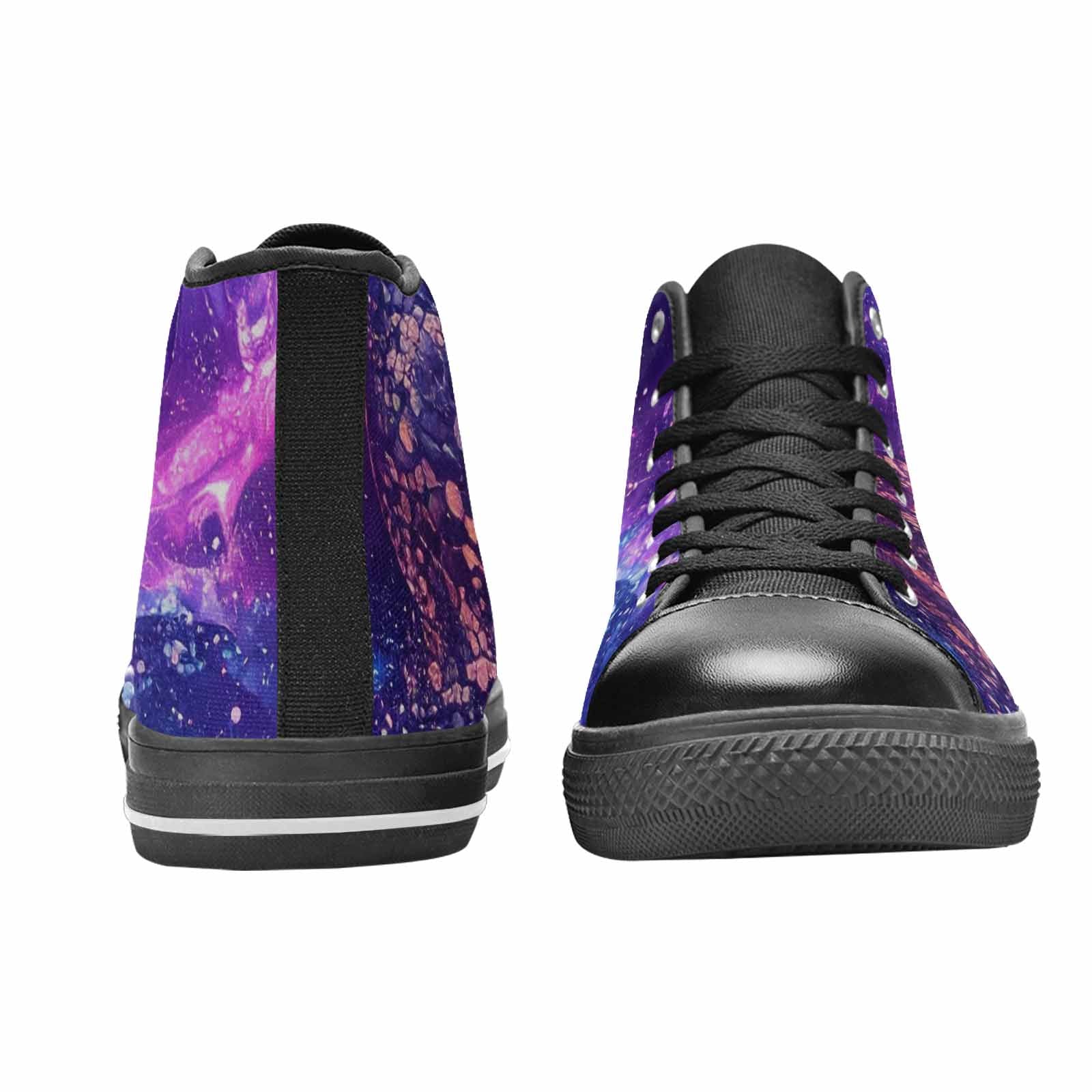 WOMEN'S Galaxy Snake Print High Top Canvas Vibrant Chaos Shoes