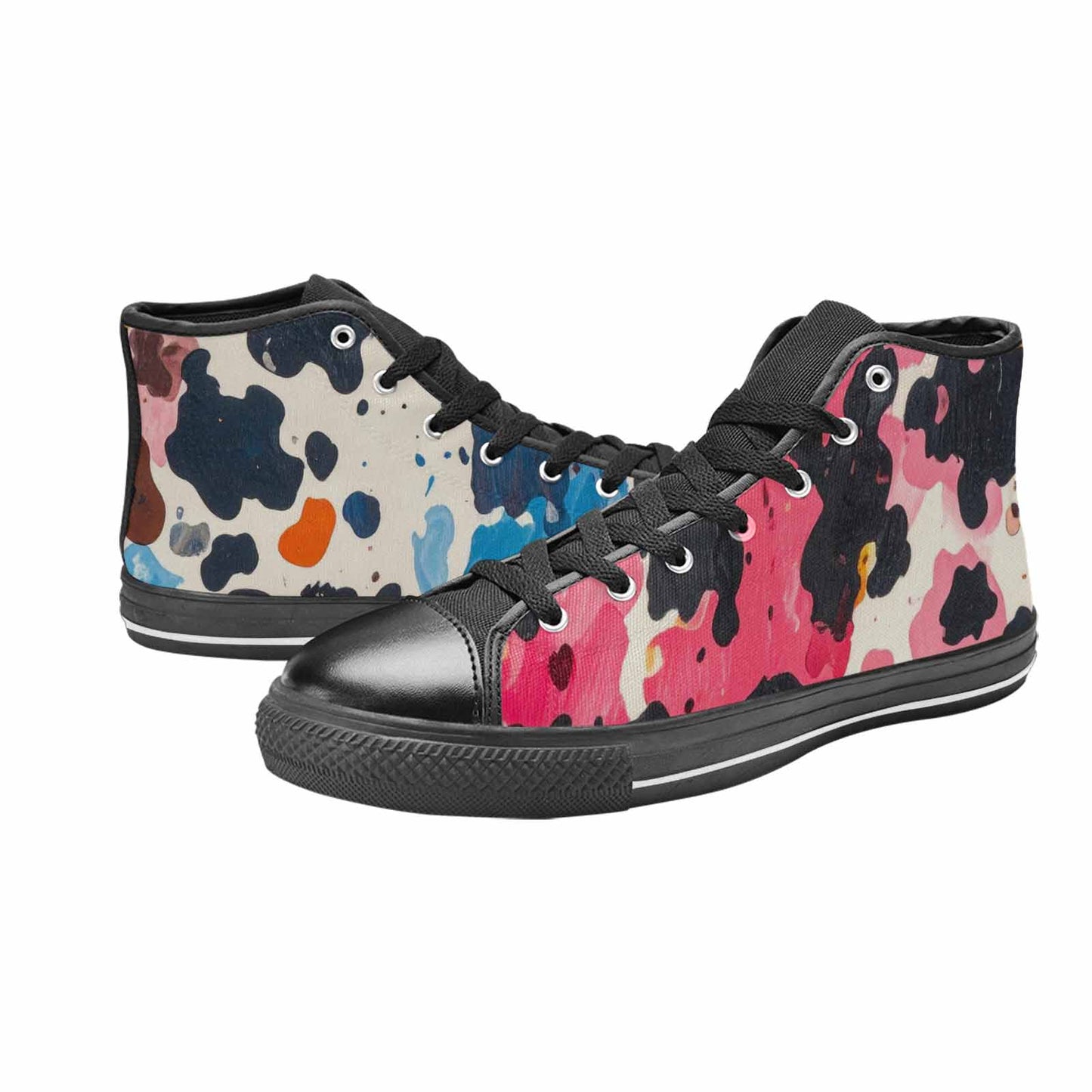 MEN'S Cow Animal Print High Top Canvas Cottagecore Sneakers