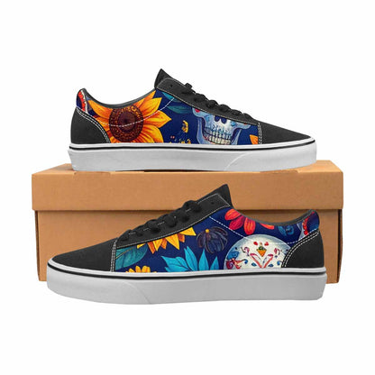 WOMEN'S Sunflower Skulls Print Canvas Lace-Up Vivid Shoes