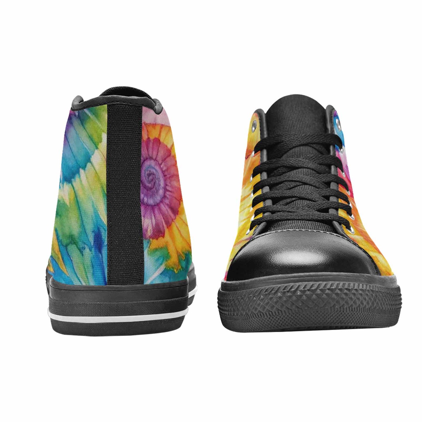 MEN'S Tie Dye Swirl High Top Canvas Dark Academia Custom Shoes