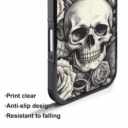 iPhone 17 Pro Max Case — Skulls Roses Pen Ink Gothic Skulls, Custom Phone Case