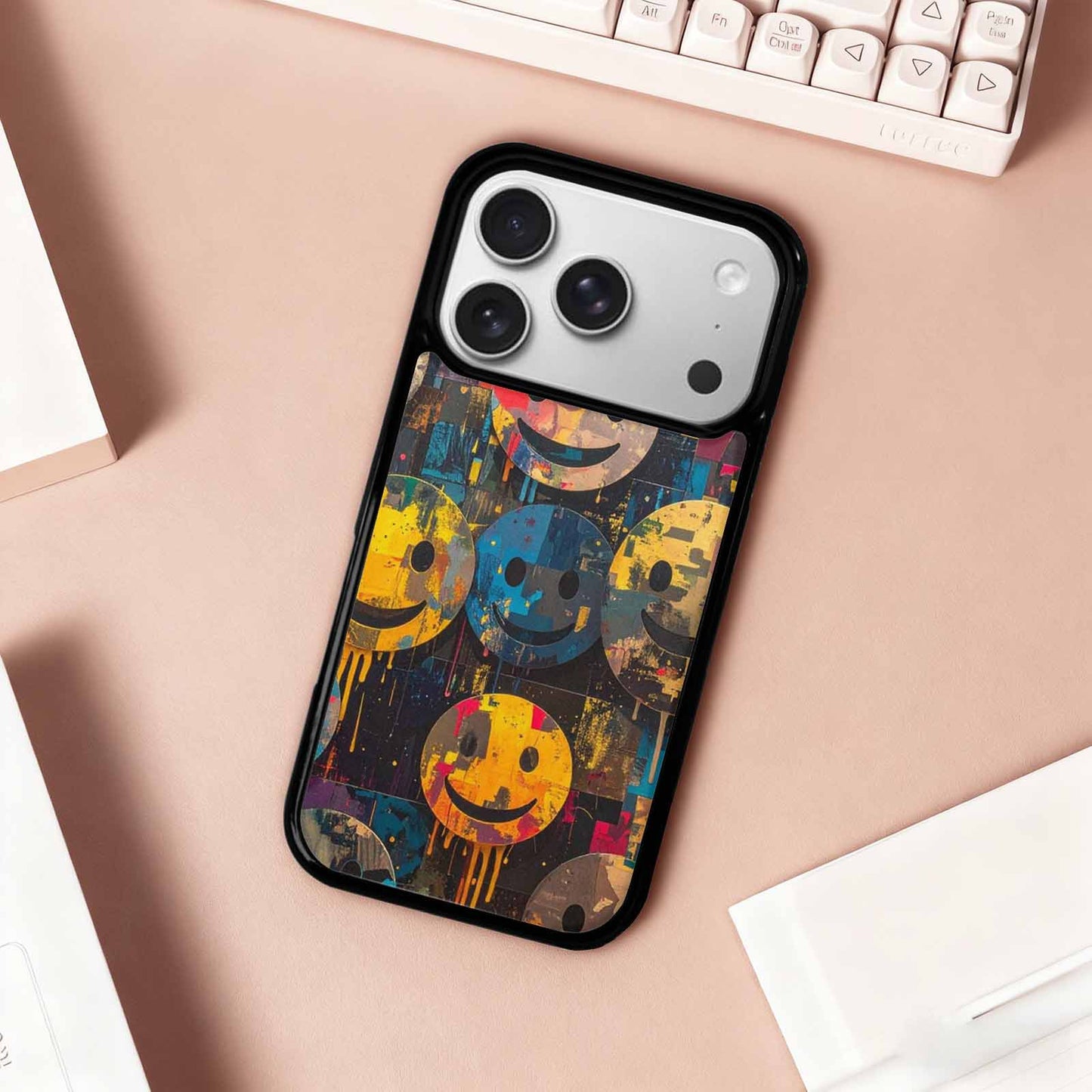 iPhone 17 Pro Case — Smiley Faces Camosmiley Faces Wt0 Camo, Custom Print Case Cover