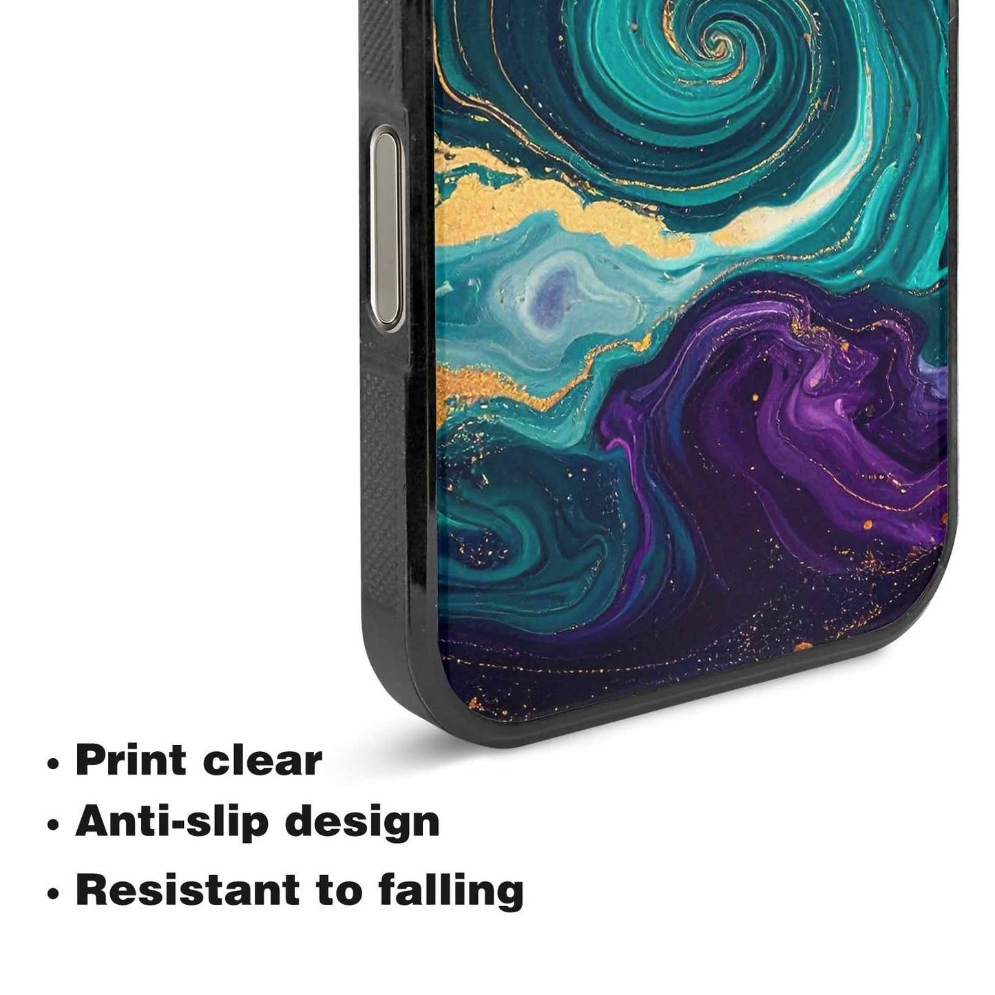 iPhone 16 Pro Case — Marbled Swirl Texture Blended With Galaxy, Customized Protective Case