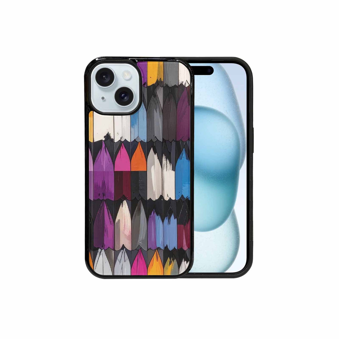 iPhone 15 Case — Asexual Flag Color Theme Small Rainbow, Unique Phone Case Design
