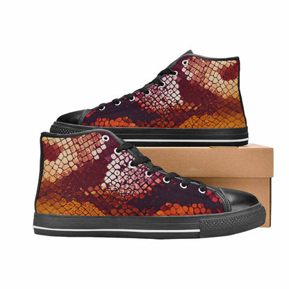 MEN'S Dark Snake Print High Top Canvas Y2K Sneakers