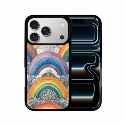 iPhone 17 Pro Case — Hand Drawn Damask Rainbow Original Art, Custom Printed Phone Case