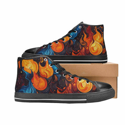 WOMEN'S Fire Flame High Top Canvas Cottagecore Custom Shoes