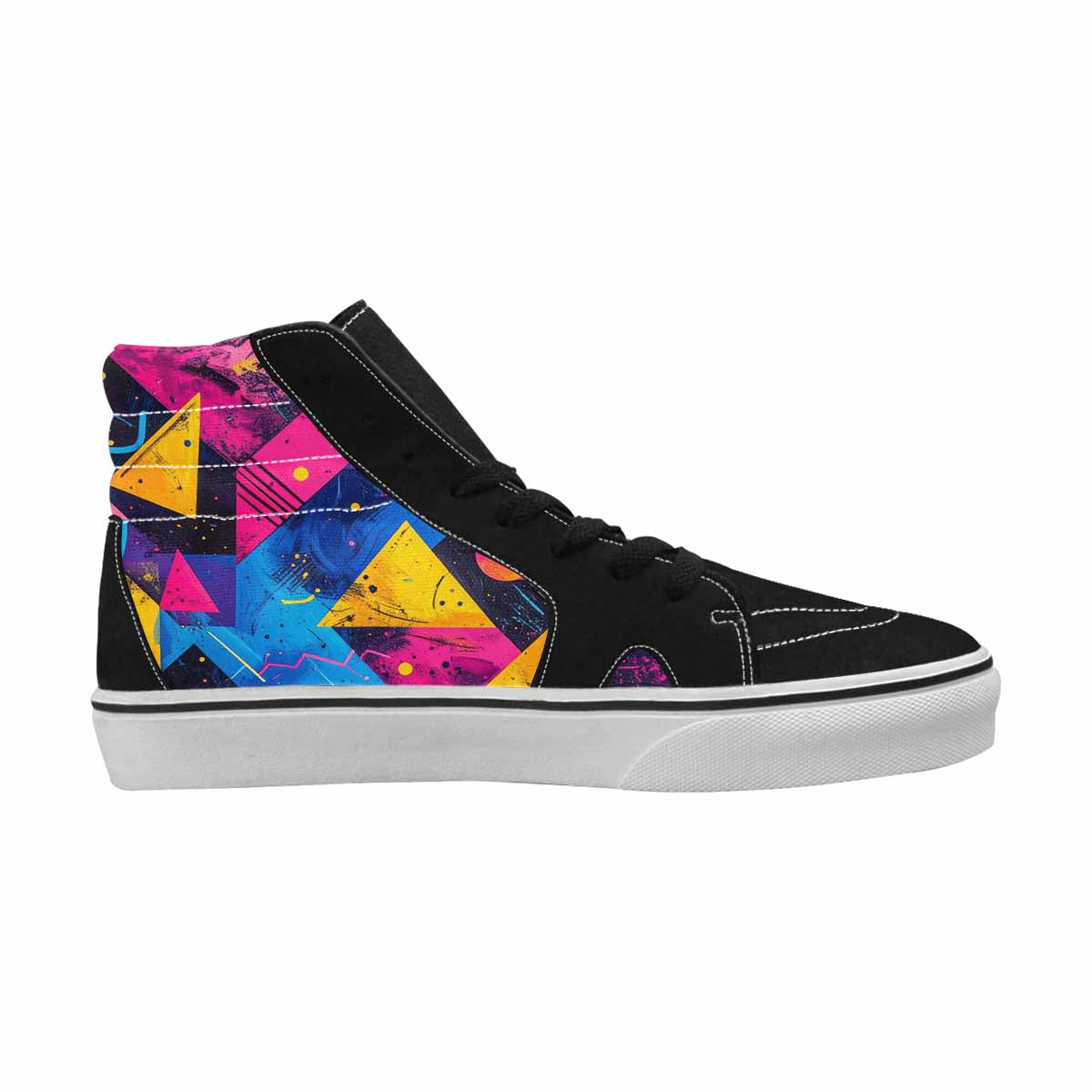MEN'S Memphis Squiggles Triangles Dots High Top Canvas Grunge Custom Shoes
