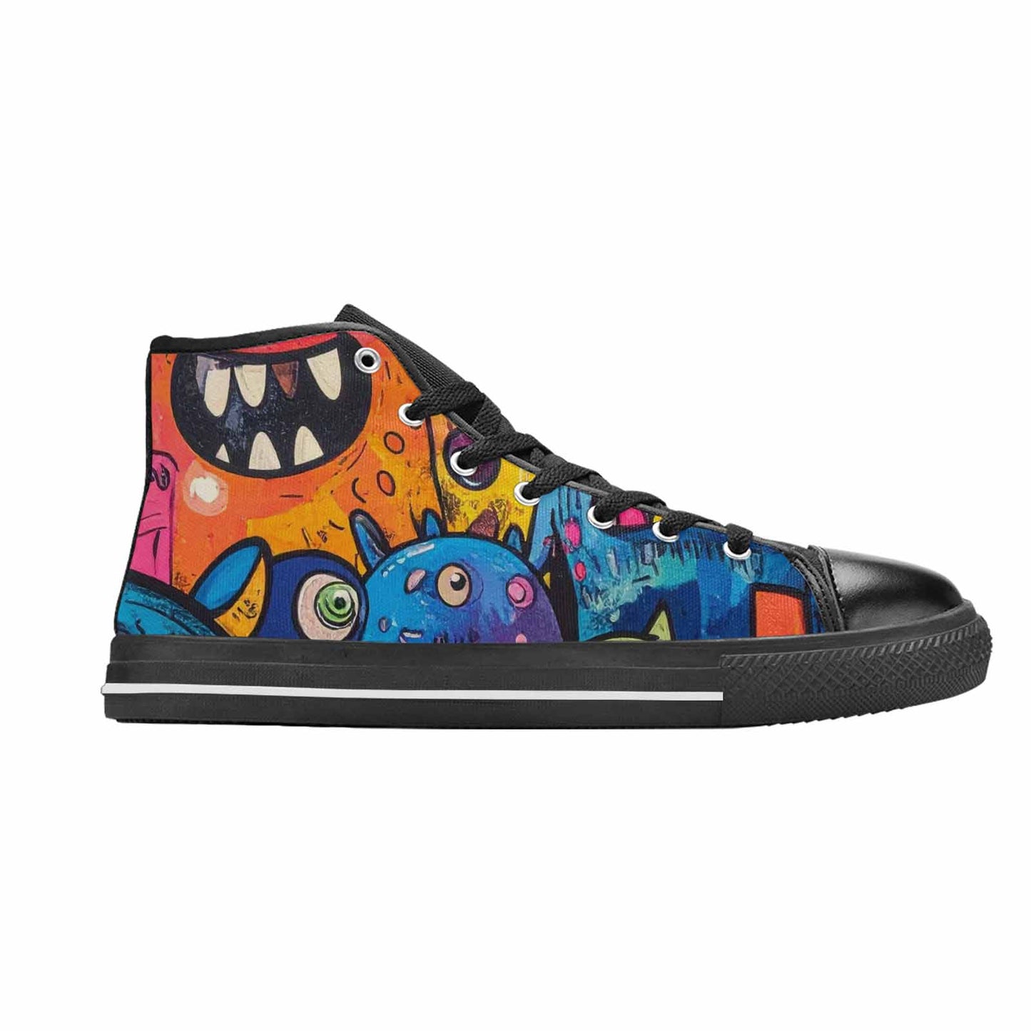 MEN'S Goofy Cartoon Monster High Top Canvas Neon Fantasy Custom Sneakers