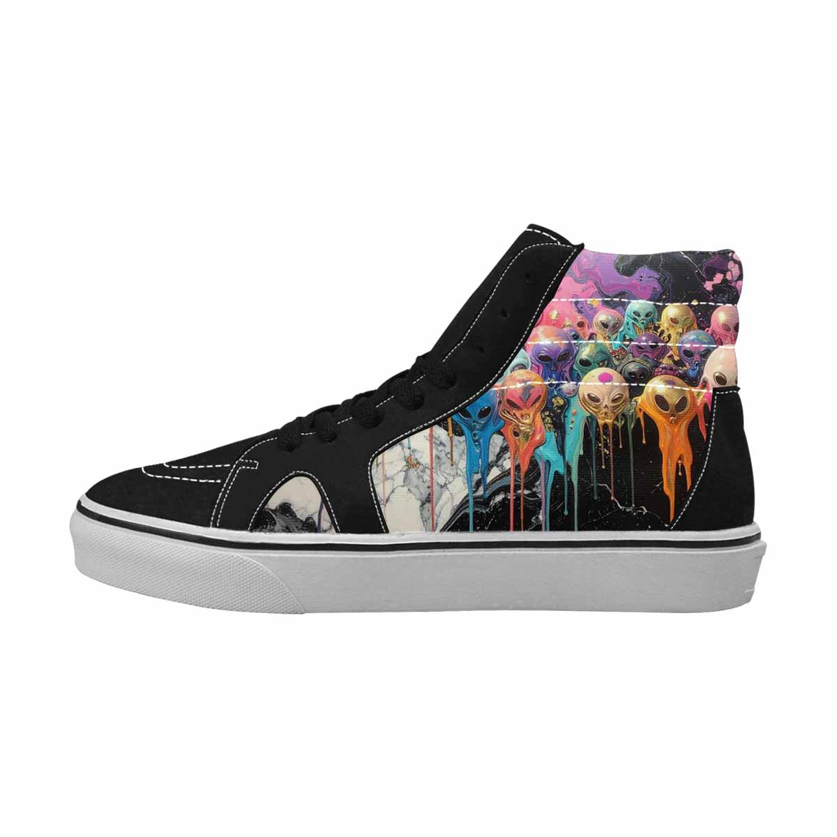 MEN'S Aliens  Marble Melting High Top Canvas Neon Fantasy Custom Shoes