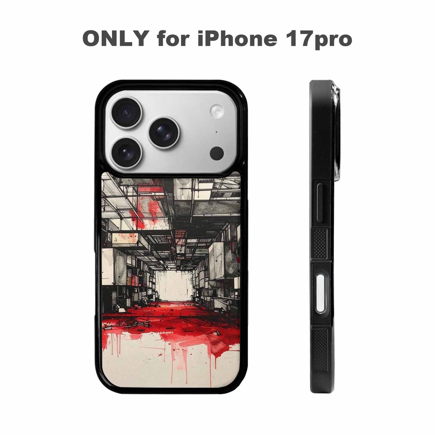 iPhone 17 Pro Case — Liminal Space Fragment Black Red Galaxy, Custom Phone Case