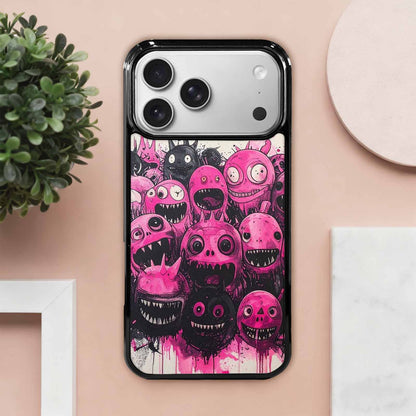 iPhone 17 Pro Max Case — Black &amp; Pink Ink Cartoon Cute, Custom Made Phone Cover