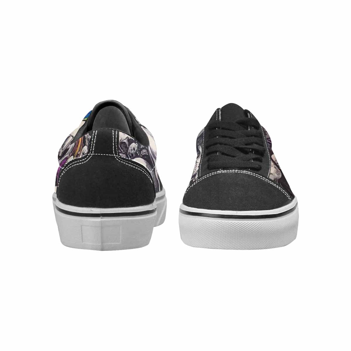 WOMEN'S Rainbow From Skull S Lace-Up Canvas Dark Academia Custom Sneakers