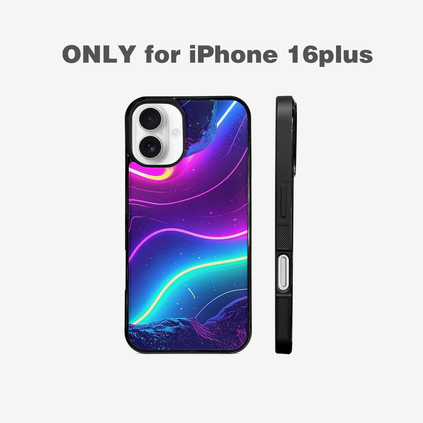 iPhone 16 Plus Case — 1980s Neon Cartoon Art Pattern, Custom Printed Phone Case