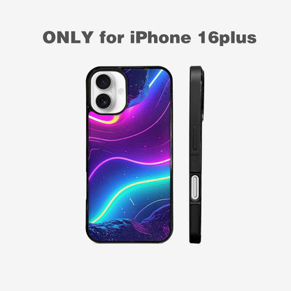 iPhone 16 Plus Case — 1980s Neon Cartoon Art Pattern, Custom Printed Phone Case