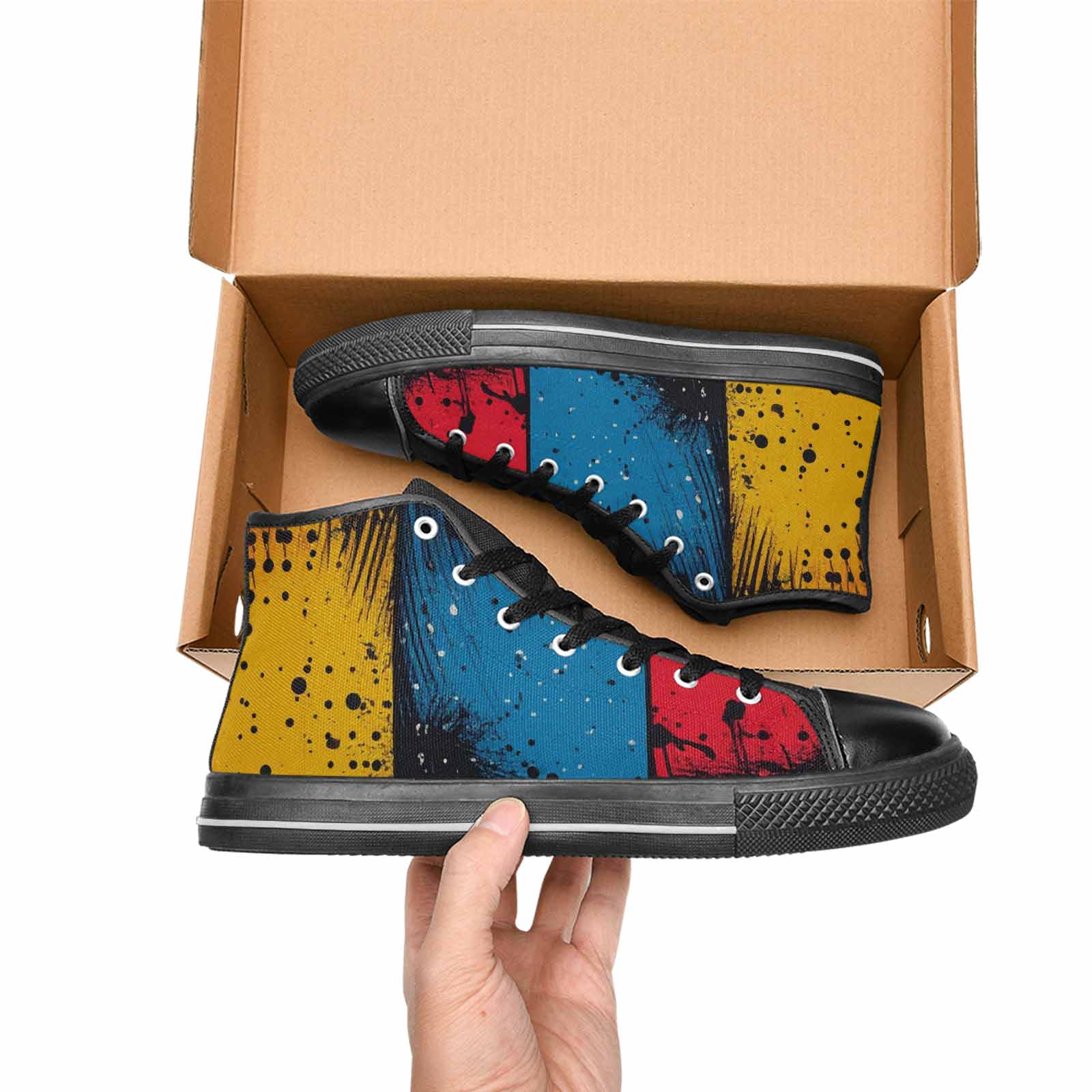 MEN'S Comic Book Halftone High Top Canvas Grunge Custom Shoes