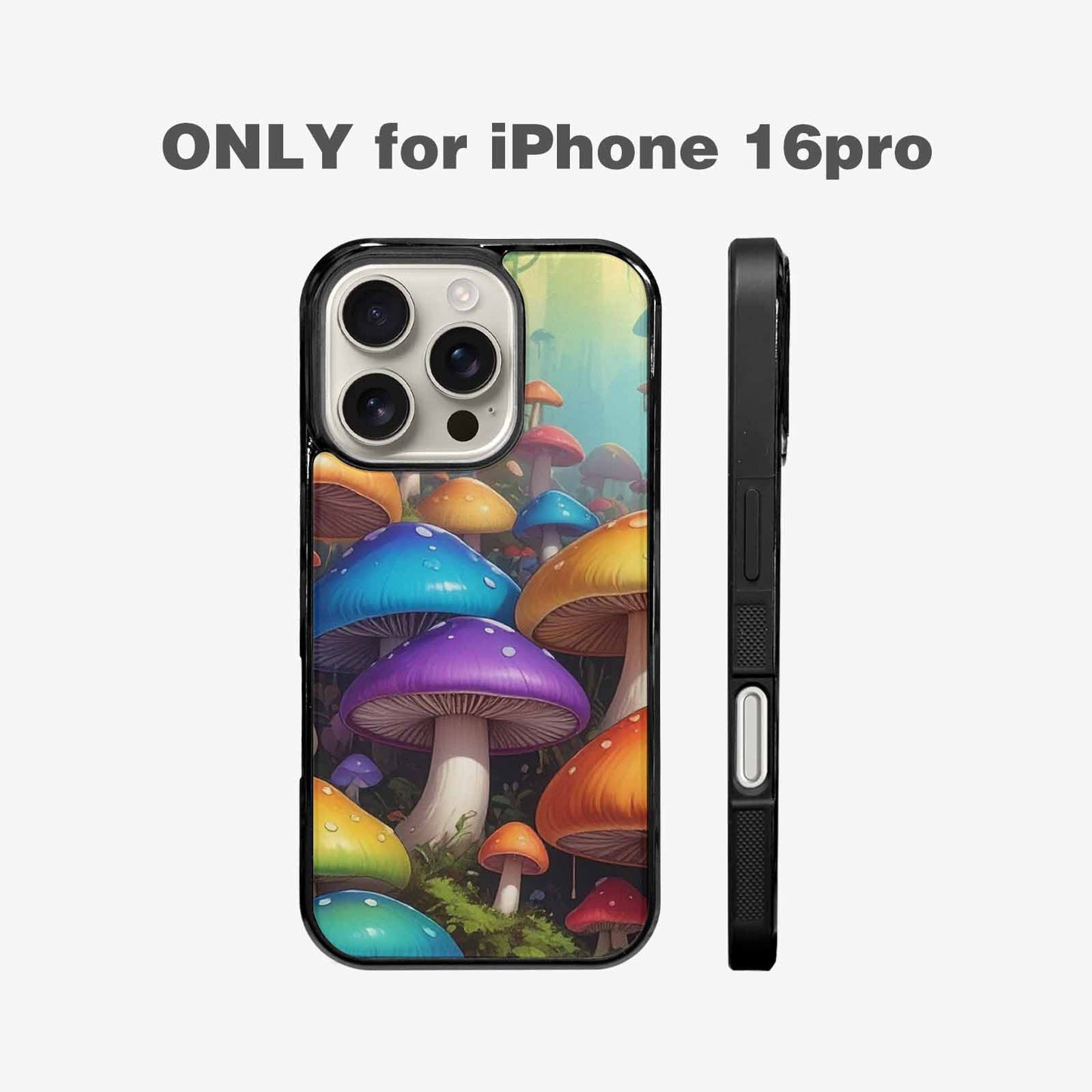 iPhone 16 Pro Case — Overlapping Endlessly No Empty Space Mushrooms, Custom Made Phone Cover