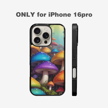 iPhone 16 Pro Case — Overlapping Endlessly No Empty Space Mushrooms, Custom Made Phone Cover