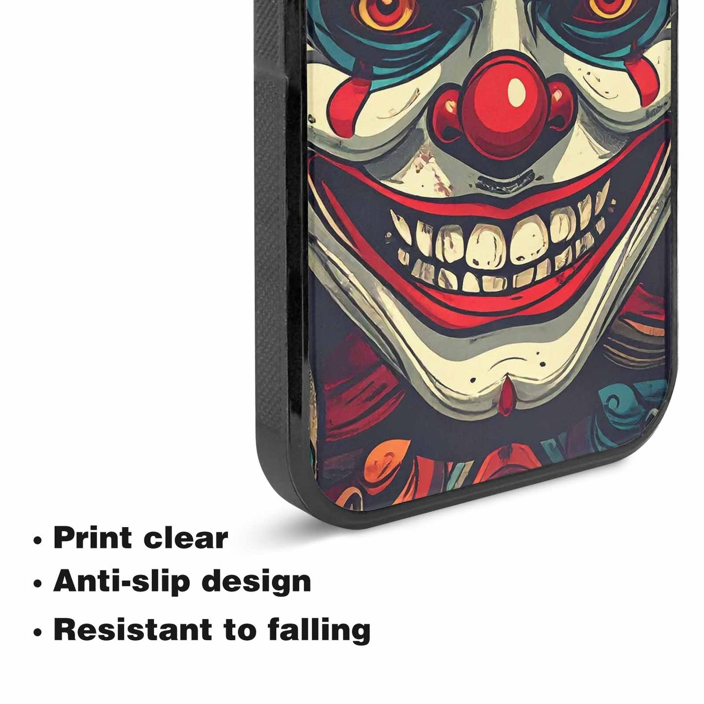 iPhone 15 Plus Case — Evil Circus Heads Faces Overlapping Patterns, Original Design Phone Case