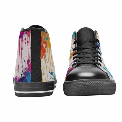 MEN'S Paint Splatter High Top Canvas Wallpaper Art Shoes