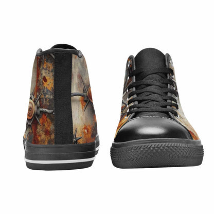 MEN'S Barbed Wire Chain High Top Canvas Grunge Sneakers