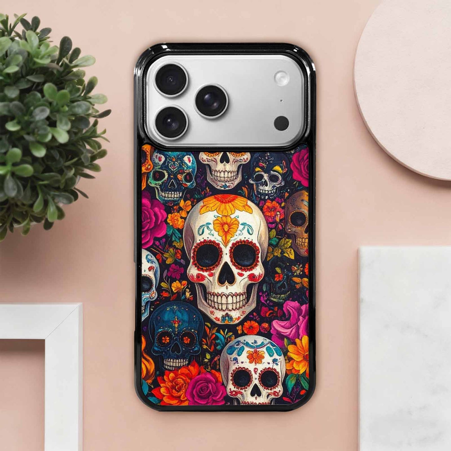 iPhone 17 Pro Max Case — Small Skull Pattern, Randomly Gothic Skulls, Custom Printed Phone Case