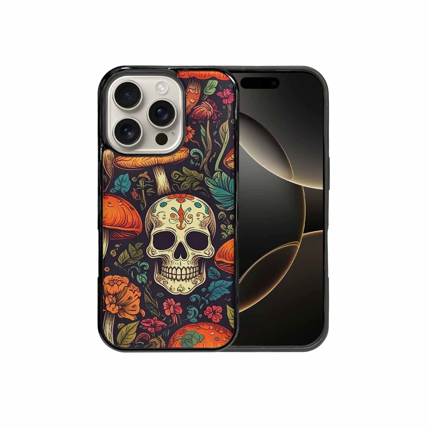 iPhone 16 Pro Case — Mushrooms And Skulls, Custom Print Case Cover