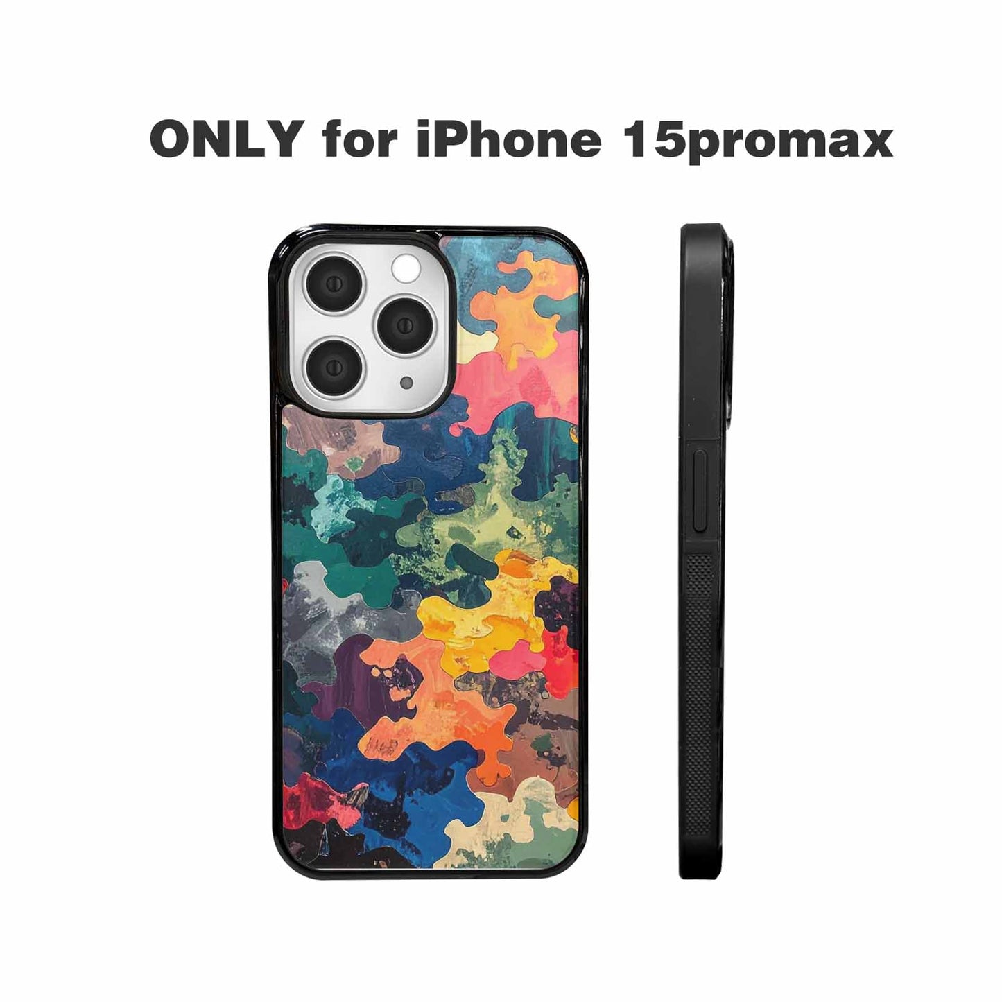 iPhone 15 Pro Max Case — Camo Patches Full Color Vibrant Camo, Custom Printed Phone Case