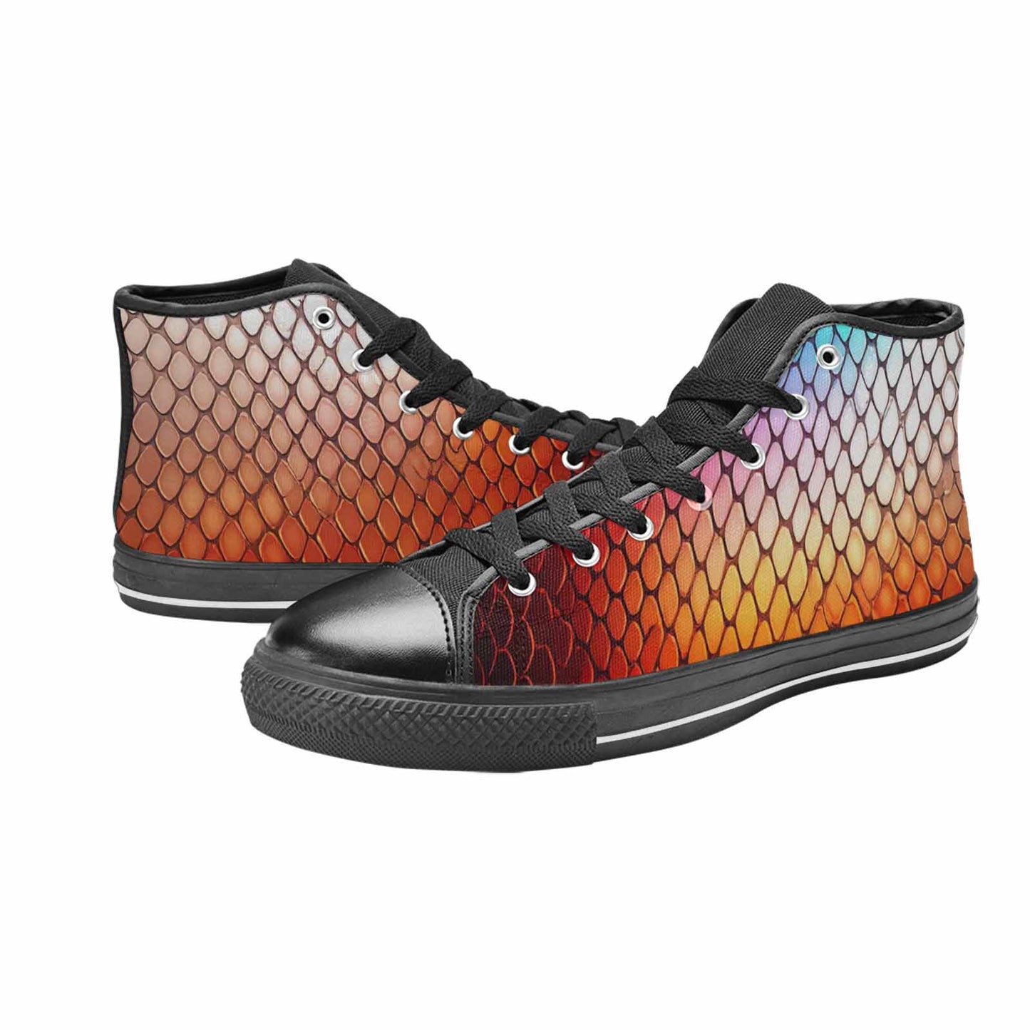 WOMEN'S Dark Snake Print High Top Canvas Aesthetic Shoes