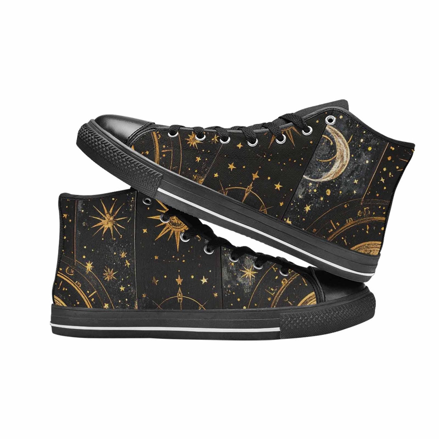 MEN'S Zodiac Constellation Star High Top Canvas Wallpaper Art Shoes