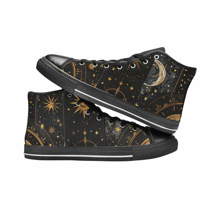 MEN'S Zodiac Constellation Star High Top Canvas Wallpaper Art Shoes