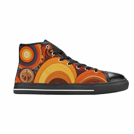 WOMEN'S Groovy 70S Peace High Top Canvas Dark Academia Shoes