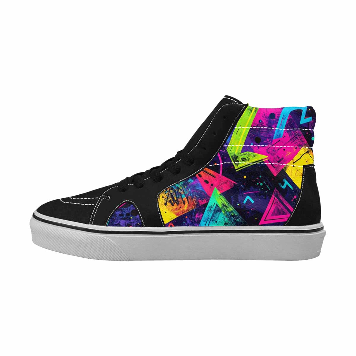 MEN'S Memphis Squiggles Triangles Dots High Top Canvas Dark Academia Custom Sneakers